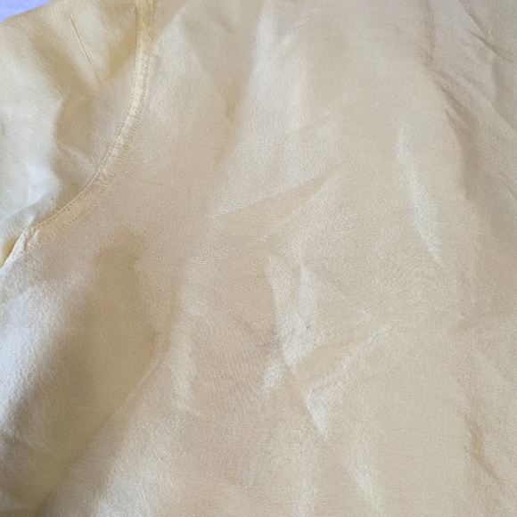 Diane Gilman 100% silk Yellow Long Sleeve Button Down Shirt Size Medium - Picture 8 of 10